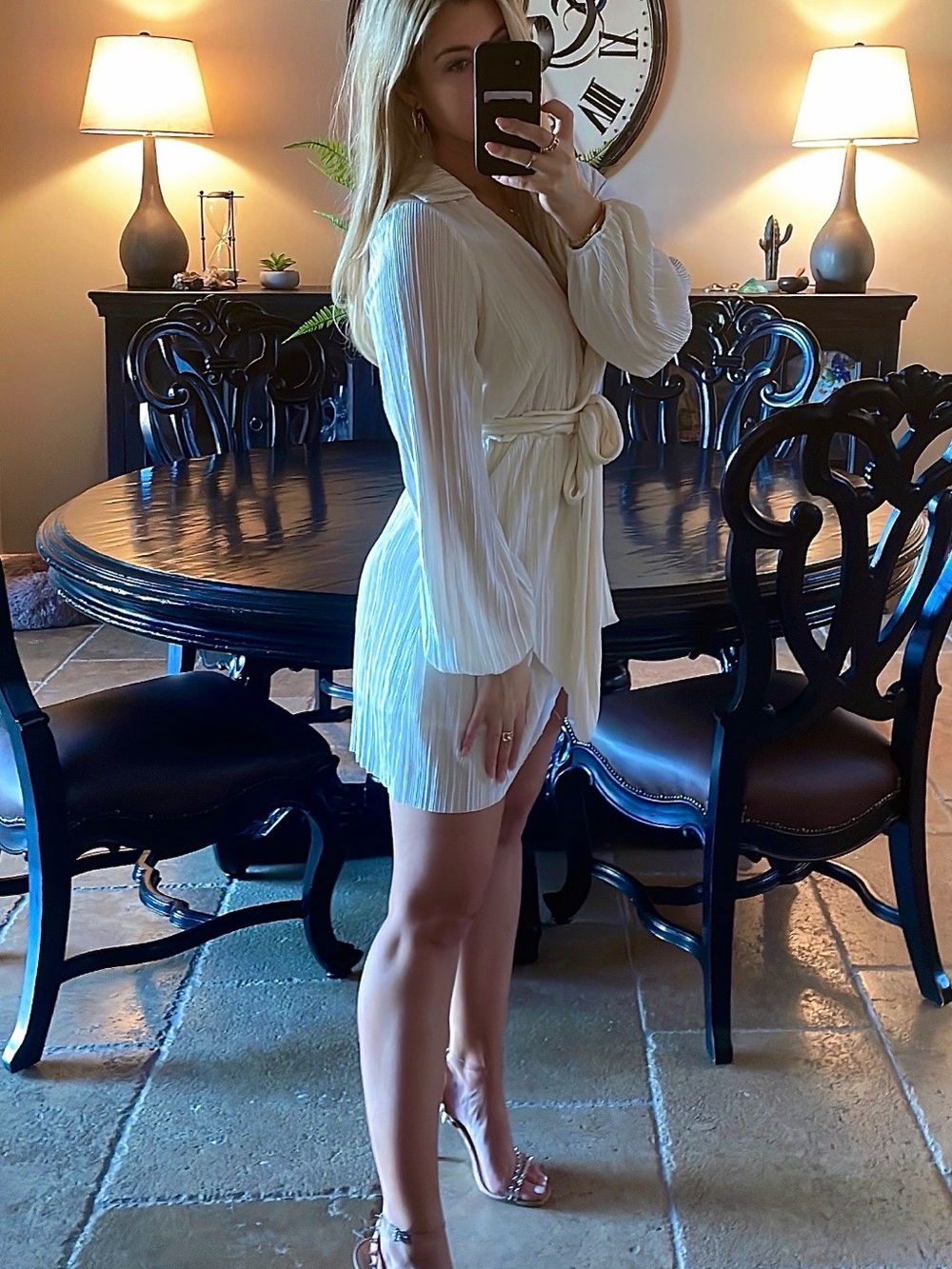 Pepper mayo White Wrap Mini Dress with Belt